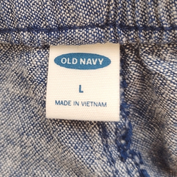 Old Navy Women's Chambray Blue Linen Blend Pull Up High -waist  Pants - Picture 5 of 14